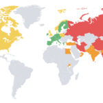 World map of VPN restrictions: bans, heavy controls, age-verification pressure, and countries with no general ban